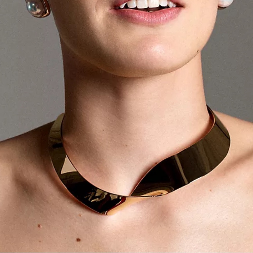 Anthropologie Folded Ribbon Metal Necklace - Picture 1 of 5